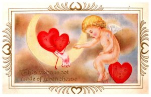 Valentine  Hearts with Legs Cupid Crescent Moon