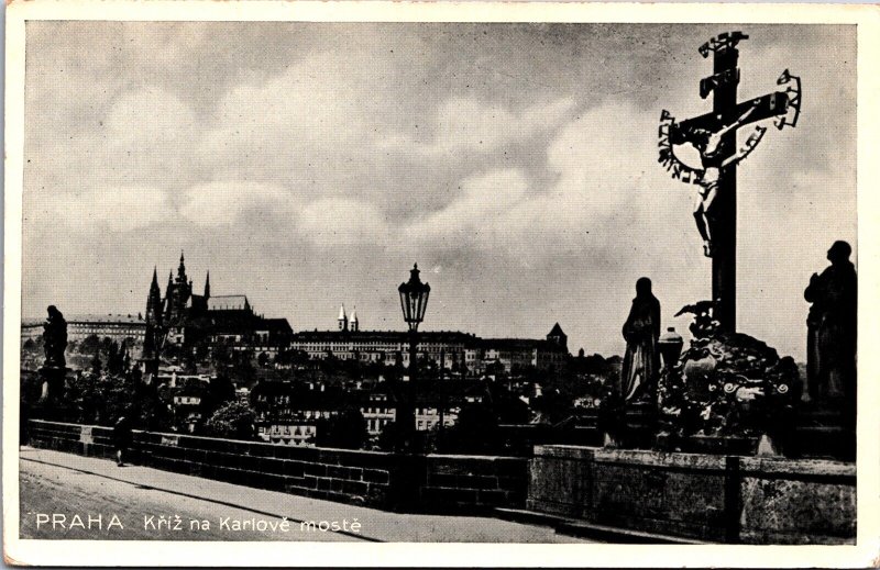 Czech Republic Prague The Cross With Hebrew Letters Vintage Postcard C017