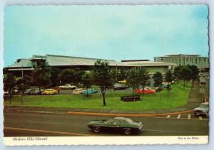 c1960 Hilo Hawaii HI Vintage Postcard Government Center Lagoon Hotel Street Road