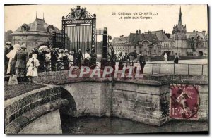 Old Postcard Chateau de Chantilly bread to carp