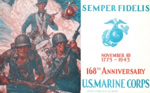WWII Marine Corps Postcard Postcard