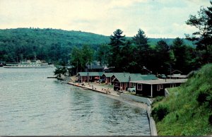 New Hampshire Lake Winnipesaukee Alton Bay Aerial View Sandy point Beach 1962