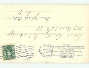 Pre-1907 easter GIRL WITH BABY LAMB ON RIBBON LEASH HL0875