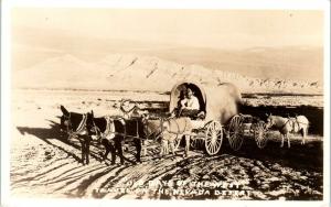 RPPC  NEVADA DESERT Near LAS VEGAS  COVERED WAGON  c1930s  Postcard