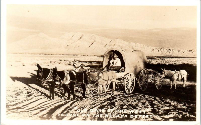 RPPC  NEVADA DESERT Near LAS VEGAS  COVERED WAGON  c1930s  Postcard