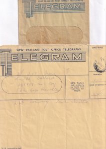 Riccarton Christchurch New Zealand 1943 WW2 2x Telegram + Envelope