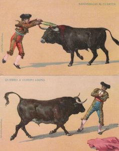 Quiebro a Cuerpo Limpio Banderillas Al Cuartes Bullfighting 2x Postcard s