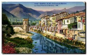 Old Postcard Sospel Menton surroundings Old Bridge the Bevera