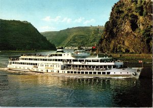 M.S. Loreley Rhine River Cruise Ship 1960s Chrome  Postcard