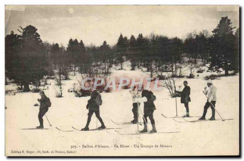 Old Postcard of Sports & # 39hiver Ski Ballon d & # 39Alsace A group of skiers