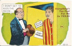 Comic Postcard, Everything's Too Fast For Me In Texas Artist Signed