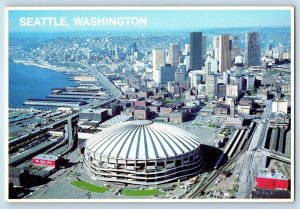 1960 Seattle Washington Postcard Aerial View South King County Domed Stadium