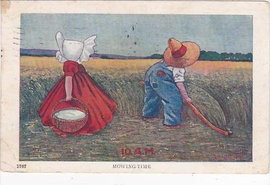 Sunbonnet Girl 10 A M Mowing Time 1907