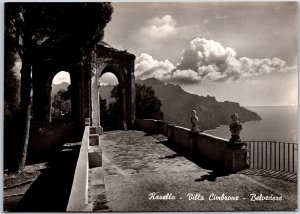 Ravello - Villa Cimbrone Belvedere Italy Ocean View Real Photo RPPC Postcard