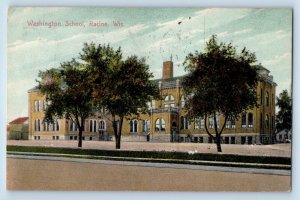 Racine Wisconsin Postcard Washington School Exterior View c1911 Vintage Antique