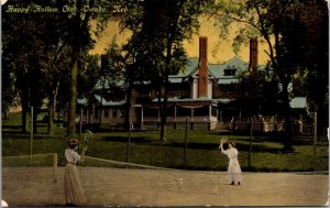 Postcard Happy Hollow Club in Omaha, Nebraska Women Playing Tennis