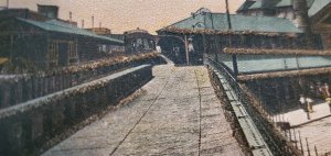 Newark NJ Market St Penna RR Depot Glitter Decorated Postcard K26