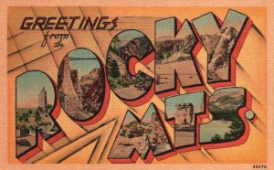 Vintage Postcard Greetings From Rocky Mountains National Park Large Letter