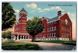 1914 Industrial School Exterior Building Field Lansing Michigan Vintage Postcard
