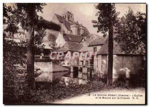 Old Postcard La Roche Posay Church and the mill on the Creuse