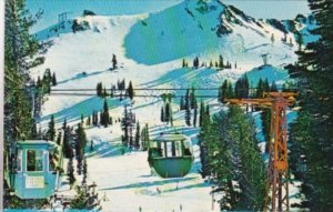 California Squaw Valley Gondola Tramway With Skiiers In Background