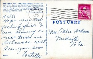 New Castle Delaware Postcard 1964 Immanuel Church Chrome MG