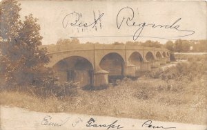 J66/ Peru Indiana RPPC Postcard c1910 Arch Bridge across River  364