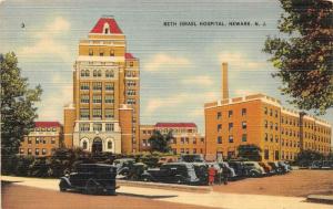 NEWARK, NJ New Jersey BETH ISRAEL HOSPITAL 30's Cars 1943 Tichnor Linen Postcard