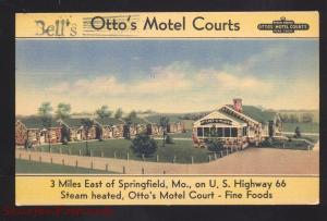 SPRINGFIELD MISSOURI ROUTE 66 OTTO'S MOTEL LINEN ADVERTISING POSTCARD