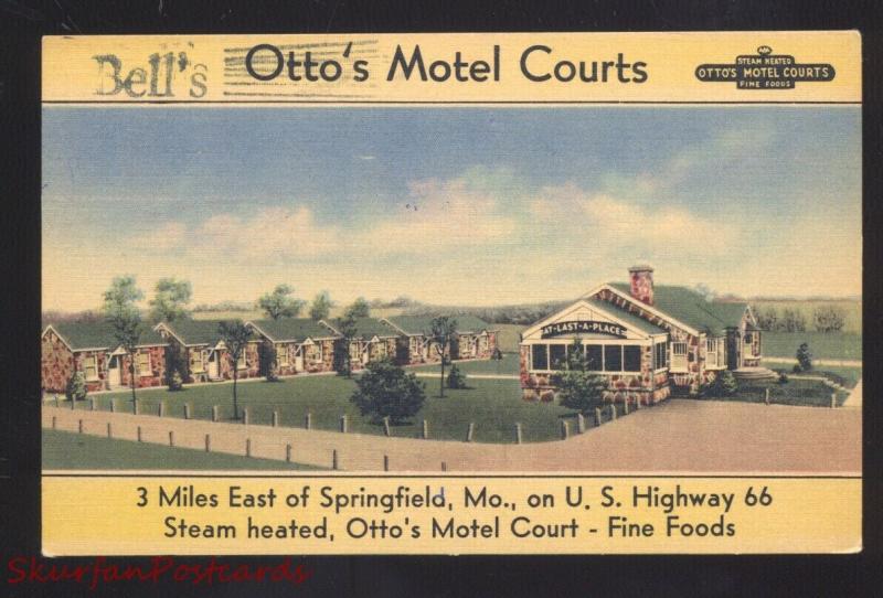 SPRINGFIELD MISSOURI ROUTE 66 OTTO'S MOTEL LINEN ADVERTISING POSTCARD