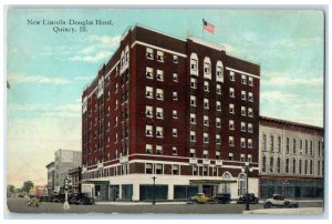 1933 New Lincoln-Douglas Hotel Exterior Building Street Quincy Illinois Postcard