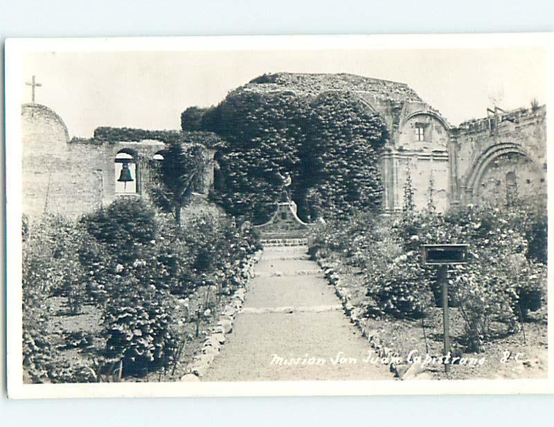 Pre-1950 rppc GARDEN AT MISSION San Juan Capistrano California CA HM3655