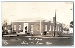 1940 Post Office Building Belleville Kansas KS Martins RPPC Photo Postcard