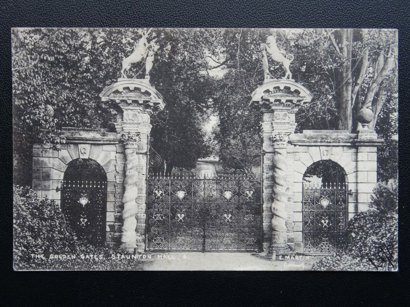Leicestershire STAUNTON HAROLD HALL The Golden Gates - Old Postcard by E. Martin