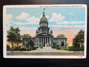 Vintage Postcard 1926 State Capitol & Abraham Lincoln Statue, Springfield (IL)