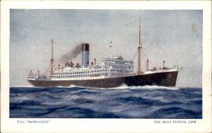 TSS Patroclus British Passenger Liner Blue Funnel Line c1950s Vintage Postcard