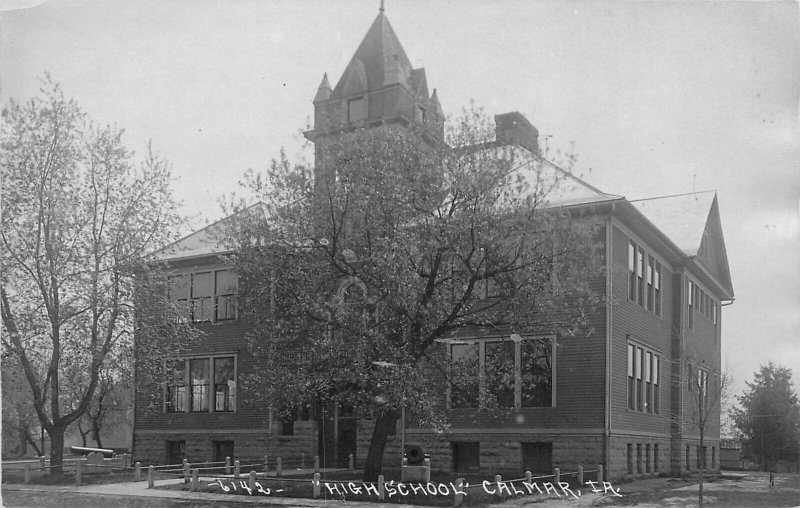 Postcard RPPC C-1910 Calmar Iowa High School #6142 IA24-1053