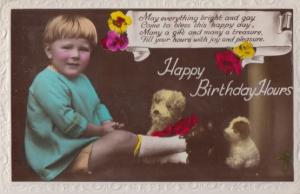 Child With Toy Dog Dogs Antique Happy Birthday Old RPC Postcard