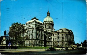 Vtg Indianapolis IN Indiana State House Street View Old Cars 1950s Postcard