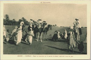 Algeria Ouargla Departure on an Excursion Desert Courier Vintage Postcard B121