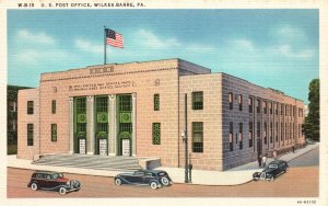 Postcard 1920's United States Post Office Building Wilkes-Barre Pennsylvania PA