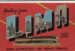 Postcard Large Letters Greetings from Lima OH Ohio