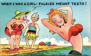 Vtg Comic Postcard Funny Risque Sexy Woman Busty Big Boobs Breast Enhancement