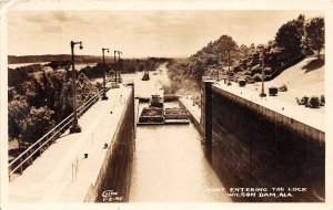 J49/ Wilson Dam Alabama RPPC Postcard c1930s Cline Boat Entering Locks 64