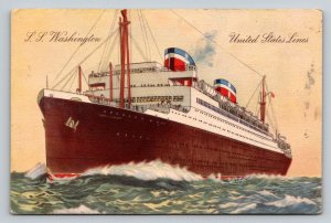 Vintage 1935 SS Washington United States Lines Ocean Liner Ship Postcard