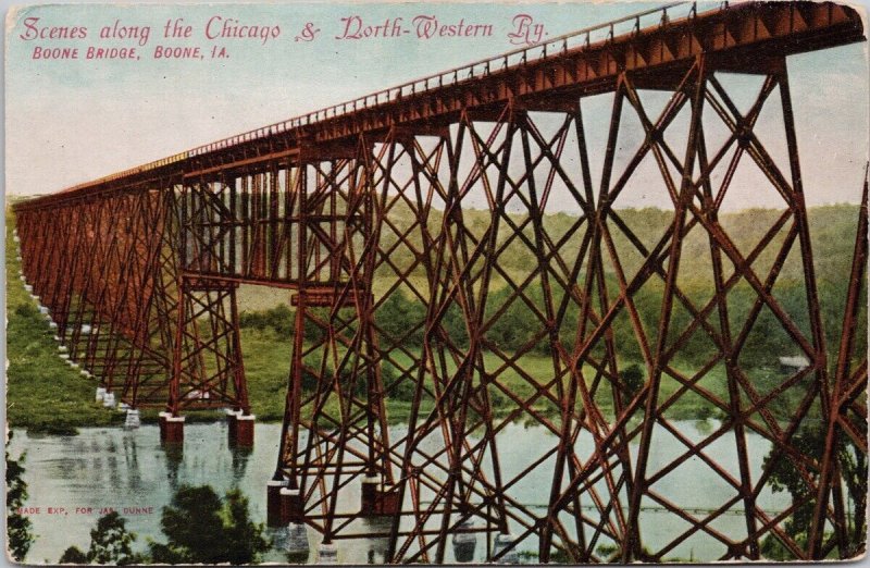 Boone Bridge Boone IA Iowa Chicago & North-Western Railway Postcard H40