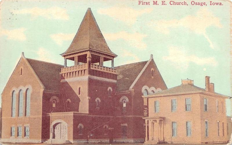 OSAGE, IA Iowa     FIRST M.E. CHURCH     Mitchell County    1917 Postcard