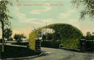 Oshkosh Wisconsin Entrance North Park #2396 C-1910 Postcard Knox 22-101