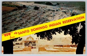 Santo Domingo Indian Reservation Mission Church NM, Aerial Split View Postcard