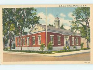 Unused Linen POST OFFICE SCENE Walterboro South Carolina SC hs1298